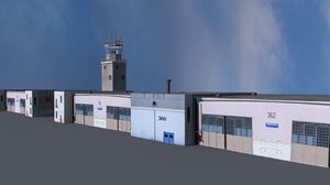 flight control tower hangers 3d model