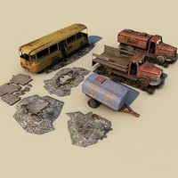 free weathered ruins bus truck 3d model - fortnite 3d models free