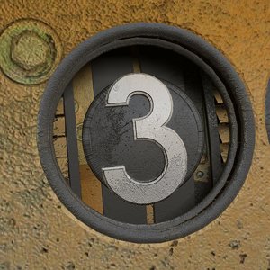 3d c4d rusted metal rotary counter