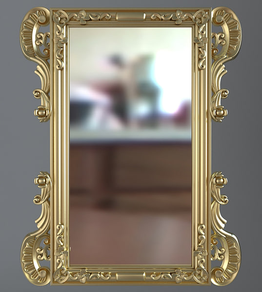 mirror wall gold 3d 3ds