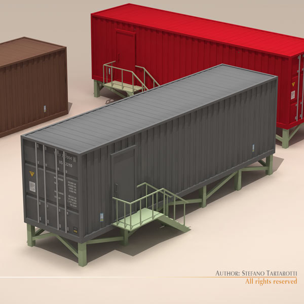 1:76 scale 3D printed High detail container offices