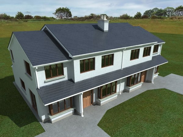 semi-detached house render 3d model