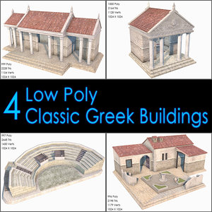 3d model classic greek buildings house