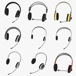 headphones microphones 3d model