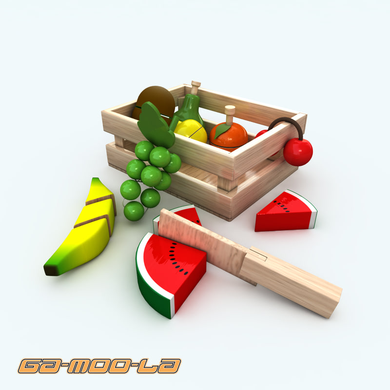 wooden toy fruits basket max