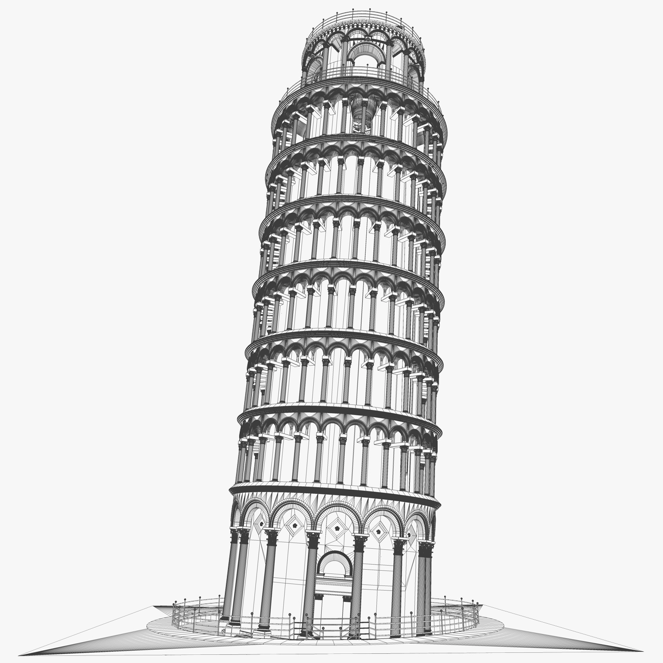 pisa tower leaning 3d c4d