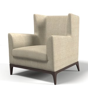 3d model of cole wingback armchair