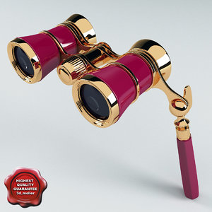 3d model opera glasses pink v3