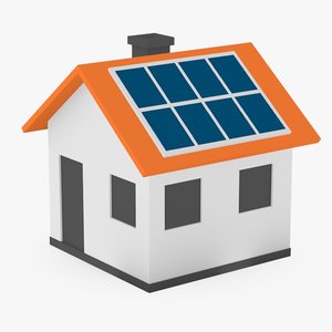 cartoon house solar panels 3ds