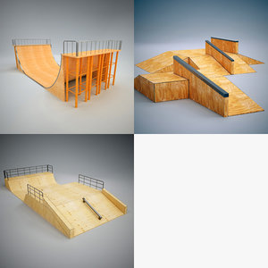 3d skatepark ramp vertices model