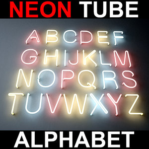 3d letters alphabet neon lights