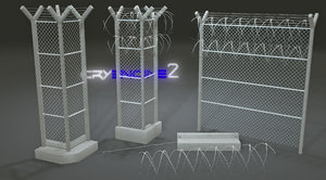 free pack prison fences modular 3d model