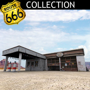 highway old gas station 3d max