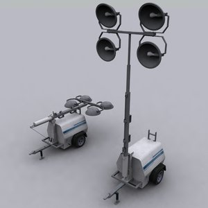 mobile construction light tower 3d max