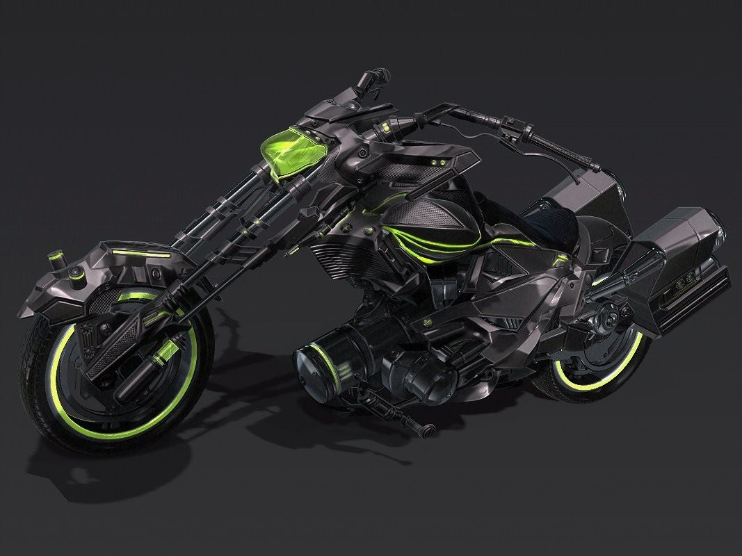 cyberpunk motorcycle statue