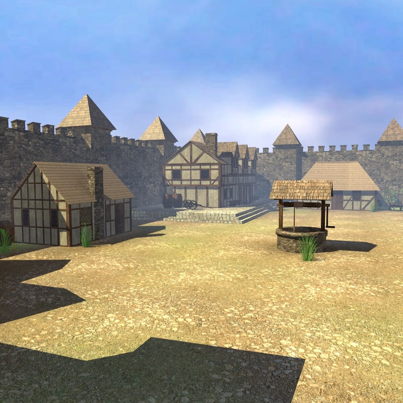 3d medieval town model