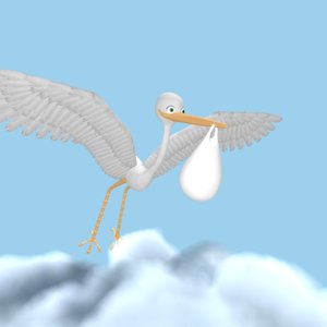 3d model stork clouds