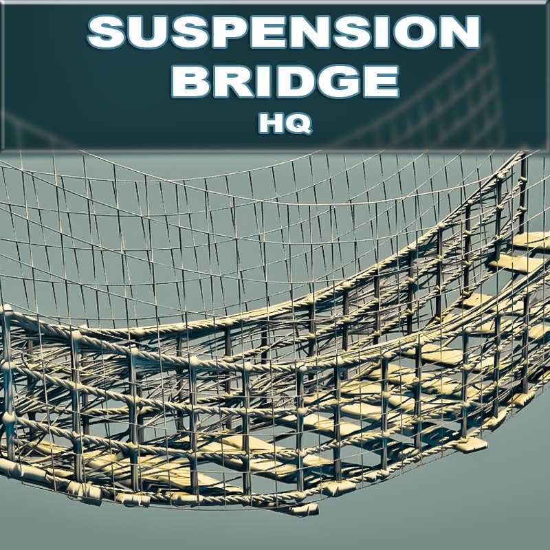 3d model suspension wooden bridge