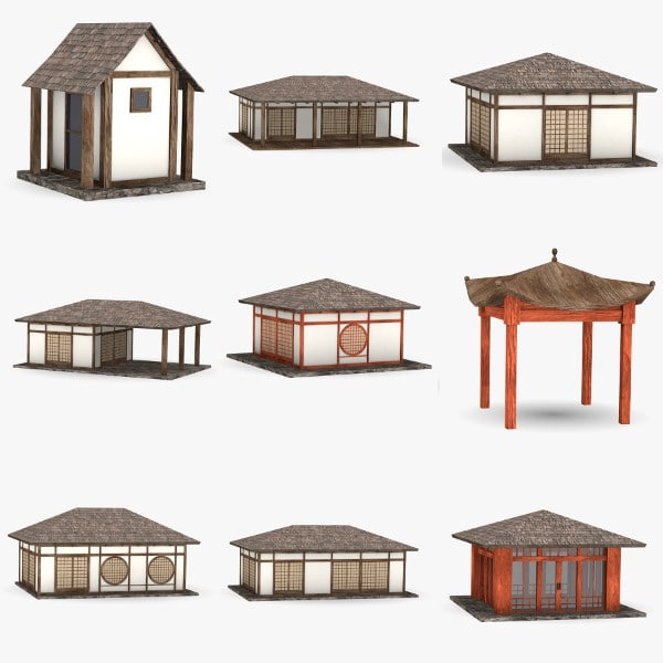 3d japanese houses model 