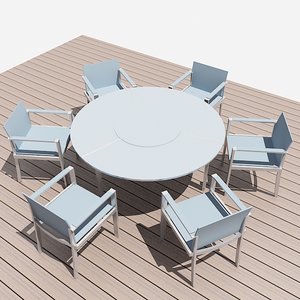 3d model table 6 chairs exteriors