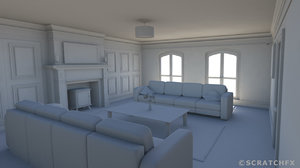 3d apartment livingroom room model