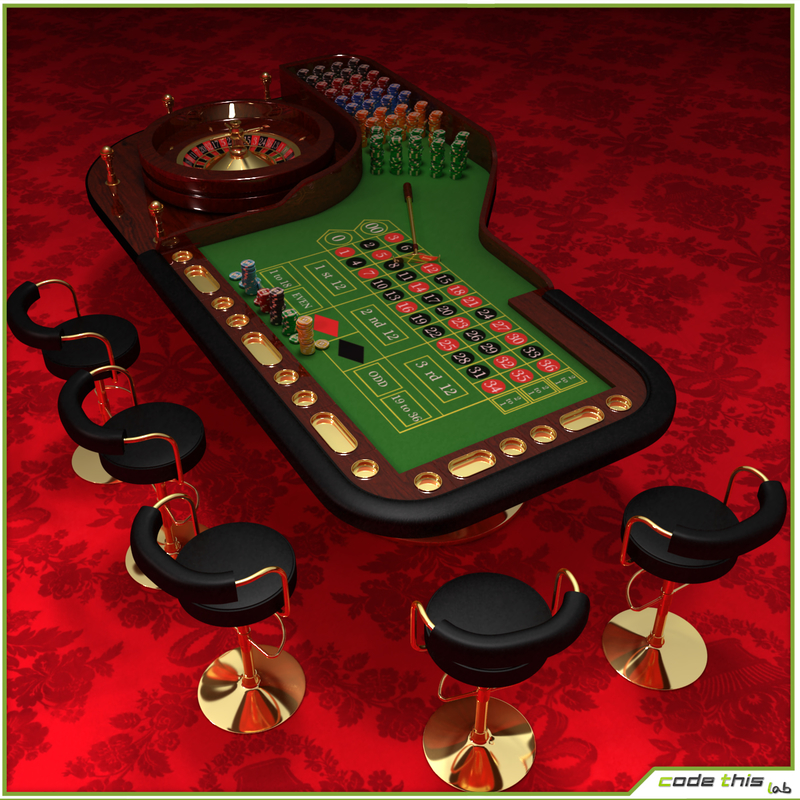 casino roulette wheel table 3d model