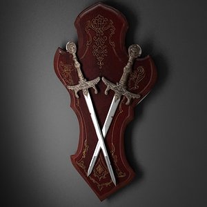 3d model decorative medieval shield swords