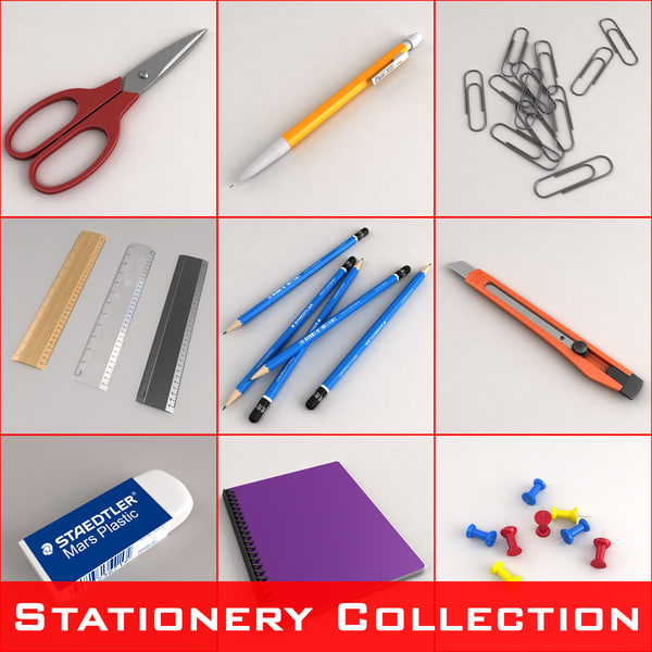 3d model stationery set