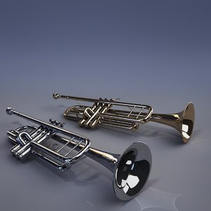 3d trumpet gold plated