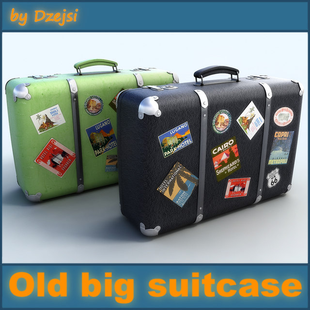 3d model old big suitcase