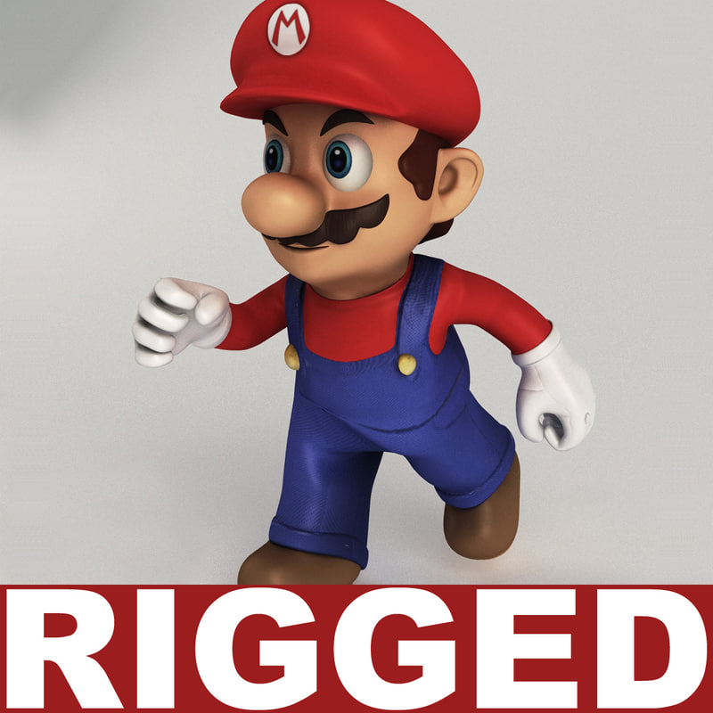 super mario rigged 3d model