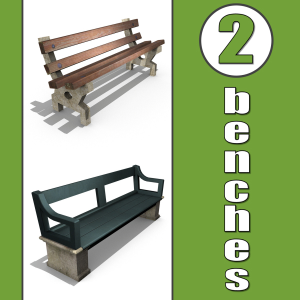 3d Model 2 Old Park Benches