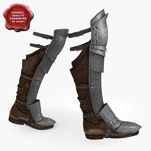 3d model of medieval armour boots v3