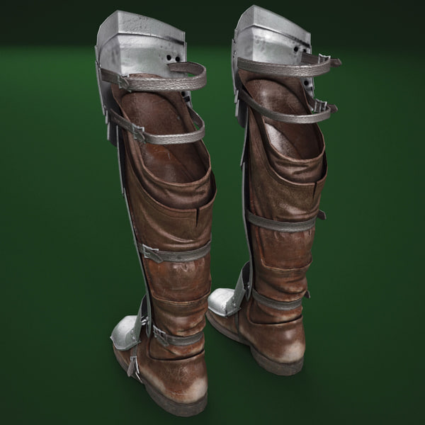 3d model of medieval armour boots v3