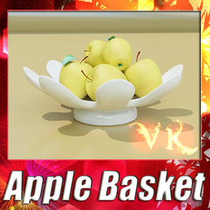 3d fruit basket 05 golden model