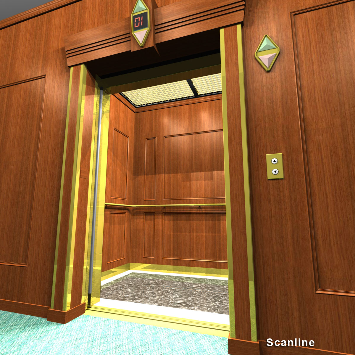 passenger elevator wood paneling max