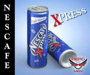 realistic nescafe xpress drink cans 3d model