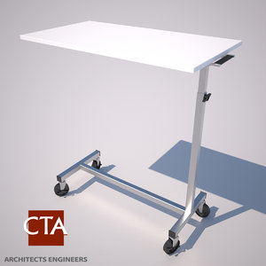 bedside rolling table beds 3d model