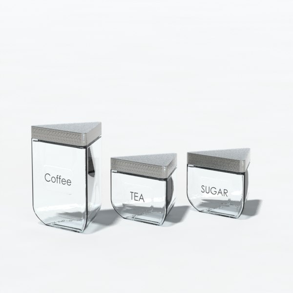3d glass containers tea model