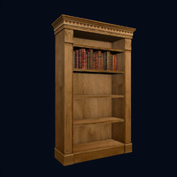 Classical Bookcase & Books, Low Poly