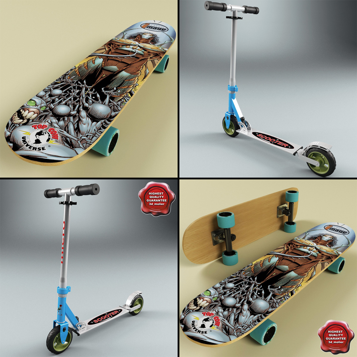 3d model micro scooter skateboard skate board