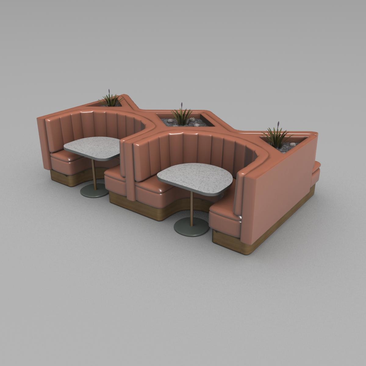 3d model booth restaurants