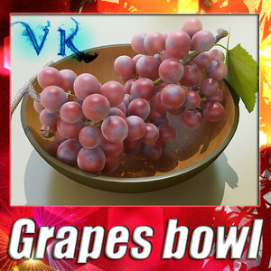 fruit basket red grapes 3d model