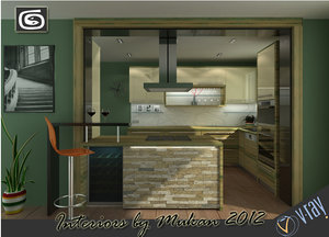 3d model contemporary kitchen scene