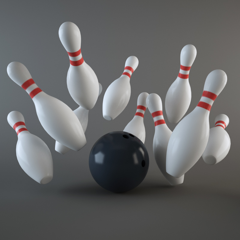 3d model bowling ball pins