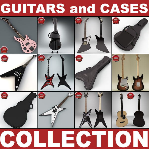 guitars cases v2 3d 3ds