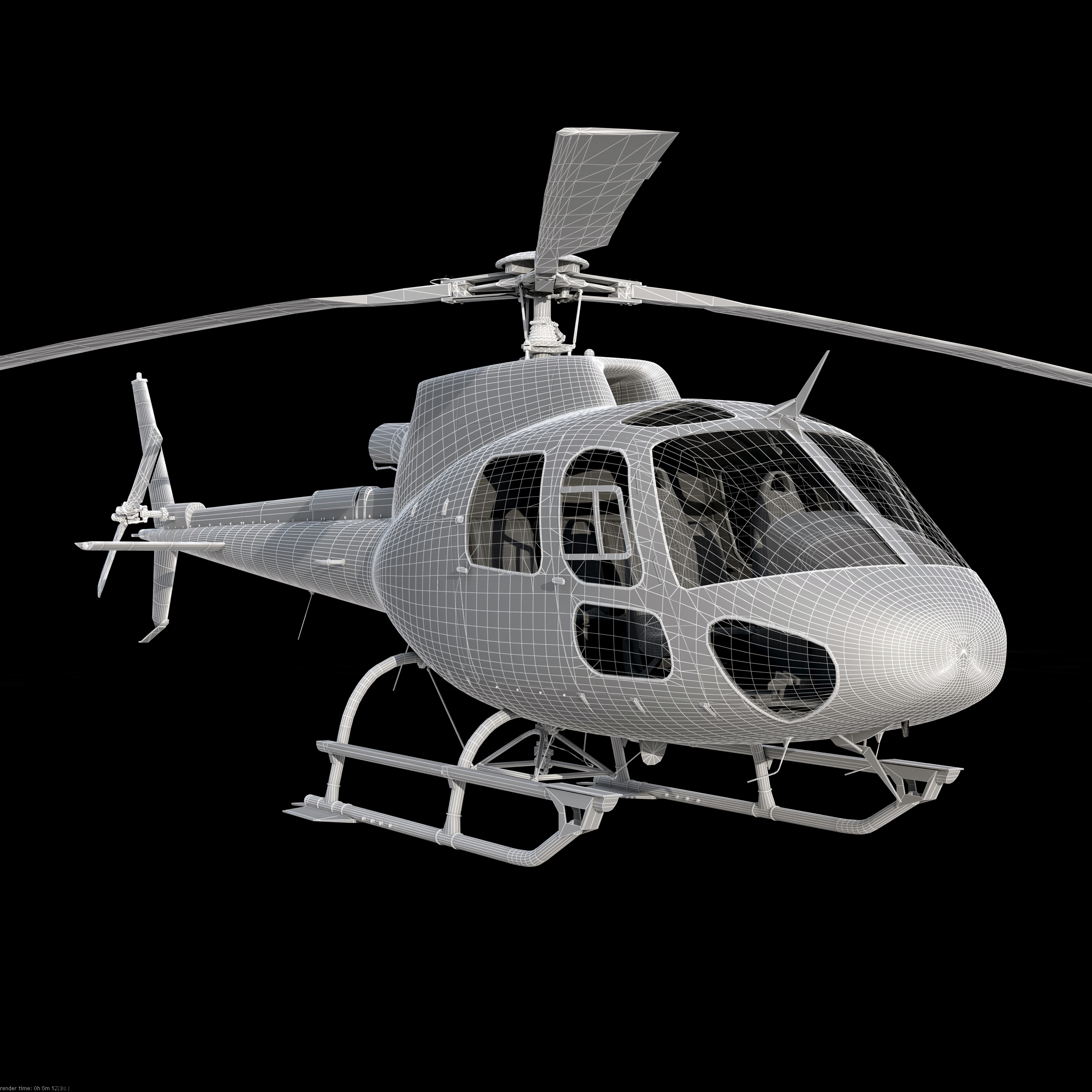 直升机as 350蓝色3d模型