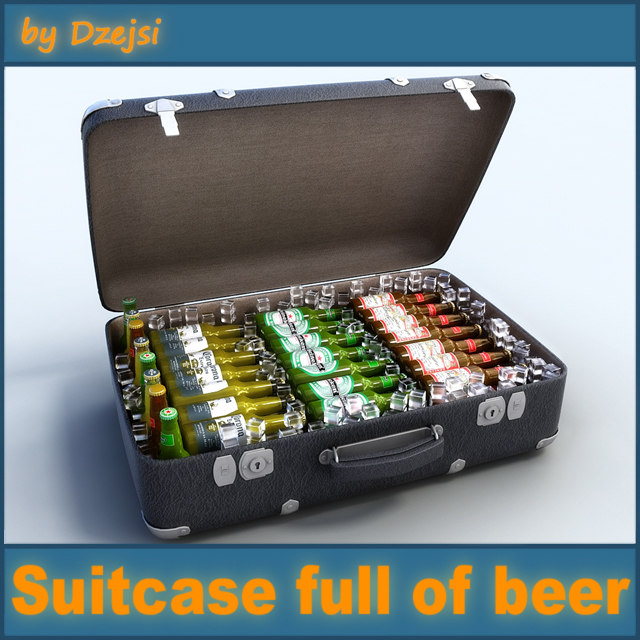 obj suitcase beer bottles