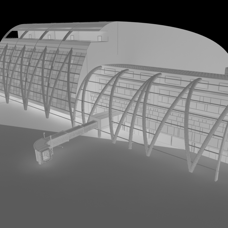 terminal building airport 3d model