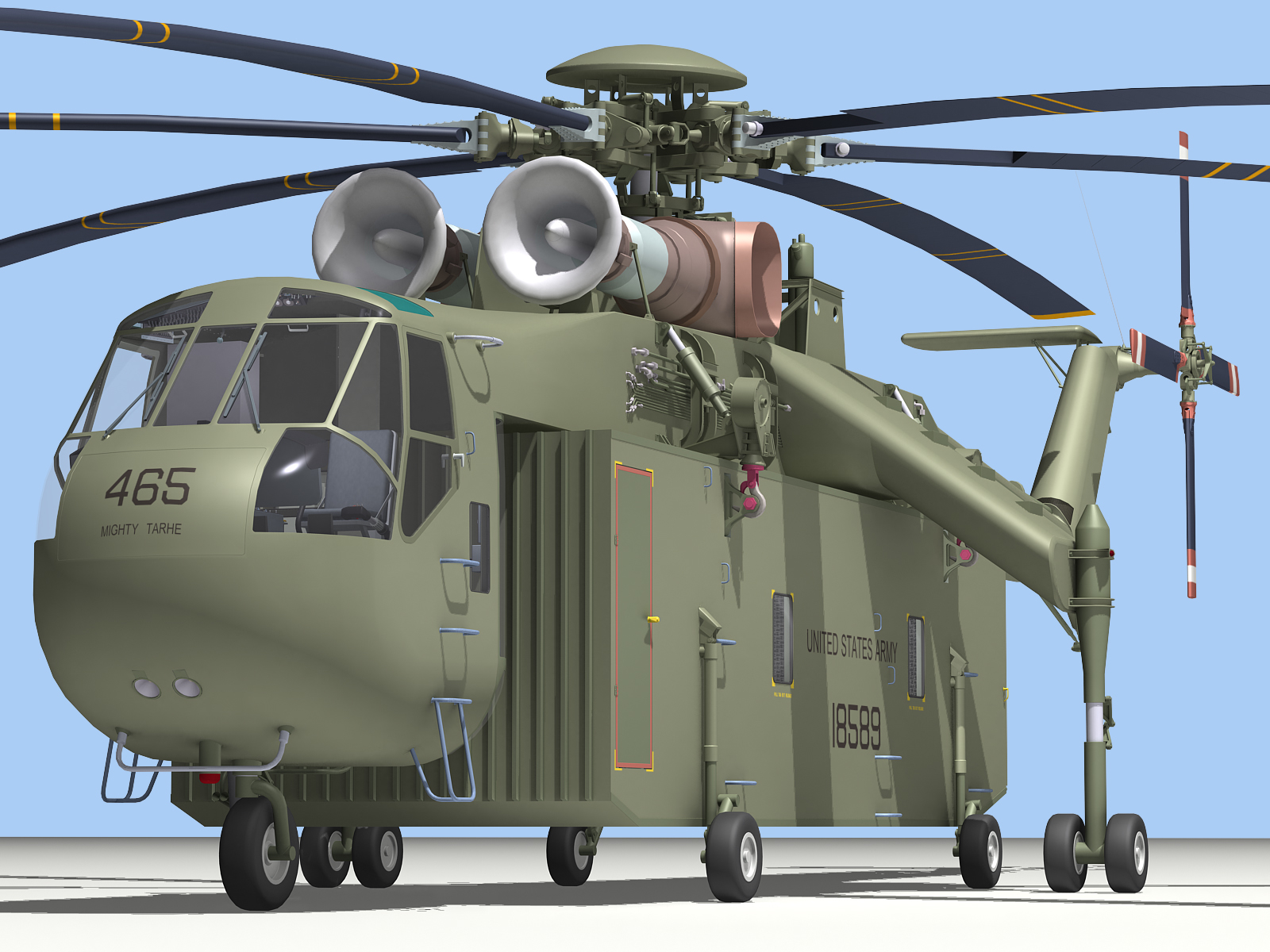 Sikorsky Ch-54b Skycrane Helicopter 3d Model